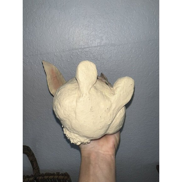 Paper Mache Easter Bunny Rabbit Hand Painted Big Floppy Ears 9” Flowers Art - Picture 4 of 6